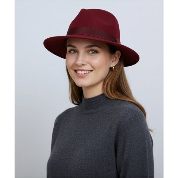 DPC 1921 Wool Fedora Hat Burgundy Women One Size‎ main image 9